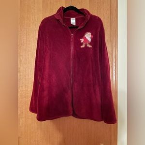 WORN ONCE DISNEY GRUMPY MAROON ZIP SOFT SWEATER